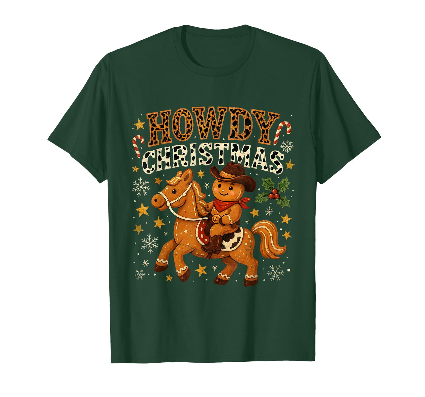 Howdy Christmas Cowboy Gingerbread Design T-Shirt