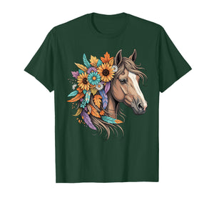 Floral Wild Horse Country Horse Riding Women Girls T-Shirt