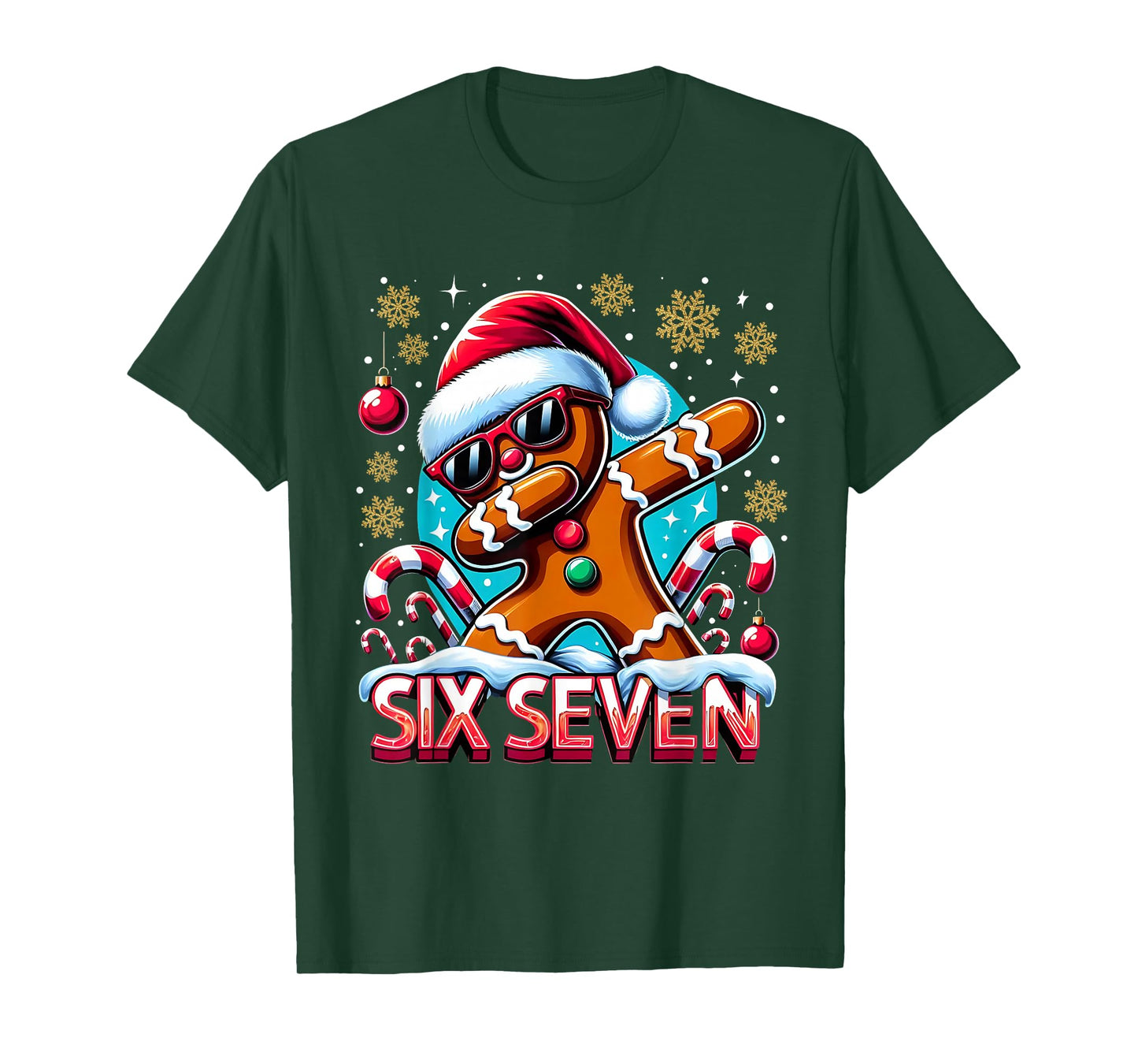 Six Seven Funny Gingerbread Christmas Design T-Shirt