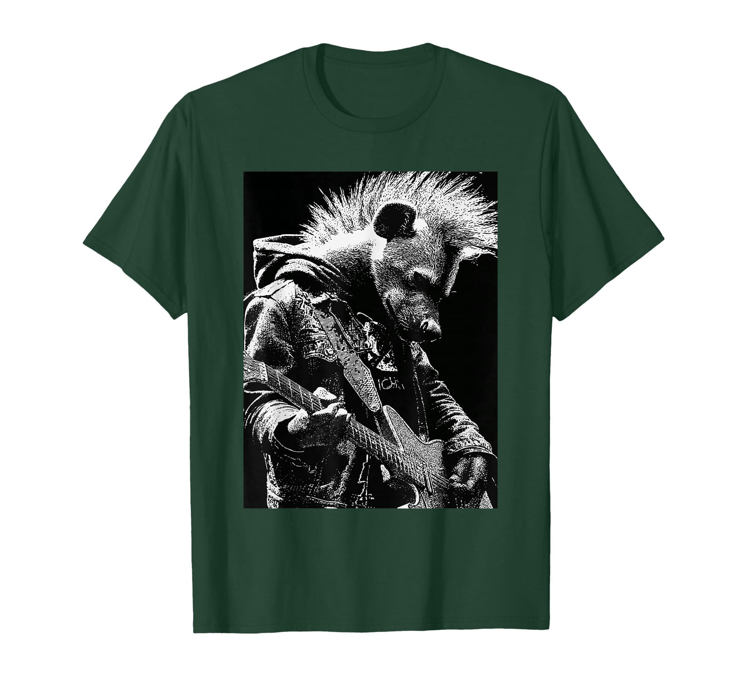Hyena with Guitar Rocker Animal Punk Grunge Aesthetic T-Shirt
