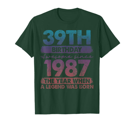 39 Year Old Gifts Vintage 1987 Limited Edition 39th Birthday T-Shirt