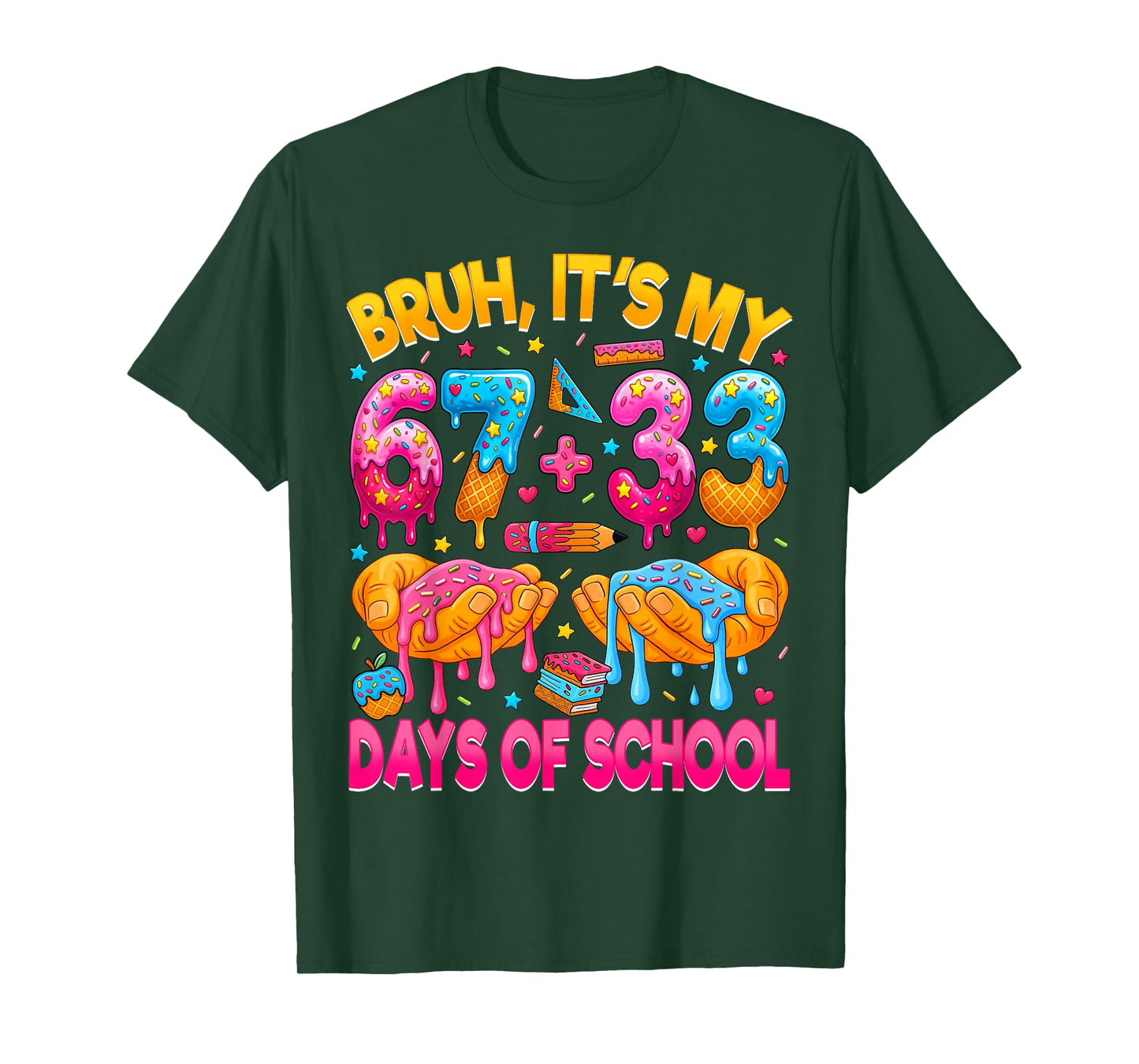 Bruh I Survived 67 33 Days of School 100 Days of School Kids T-Shirt