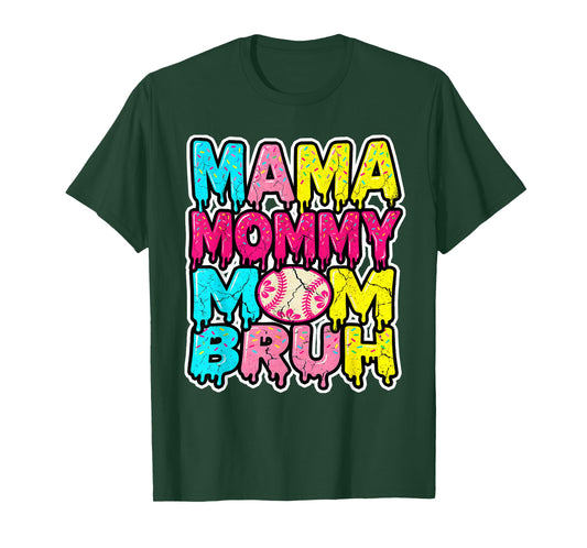 Retro Mama Mommy Mom Bruh Baseball Women Funny Girls T-Shirt