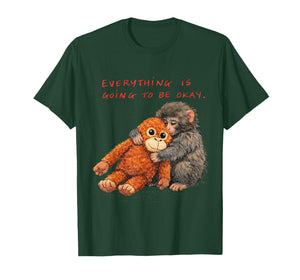 Cute Punch Monkey Hug Comfort Mental Health Art T-Shirt