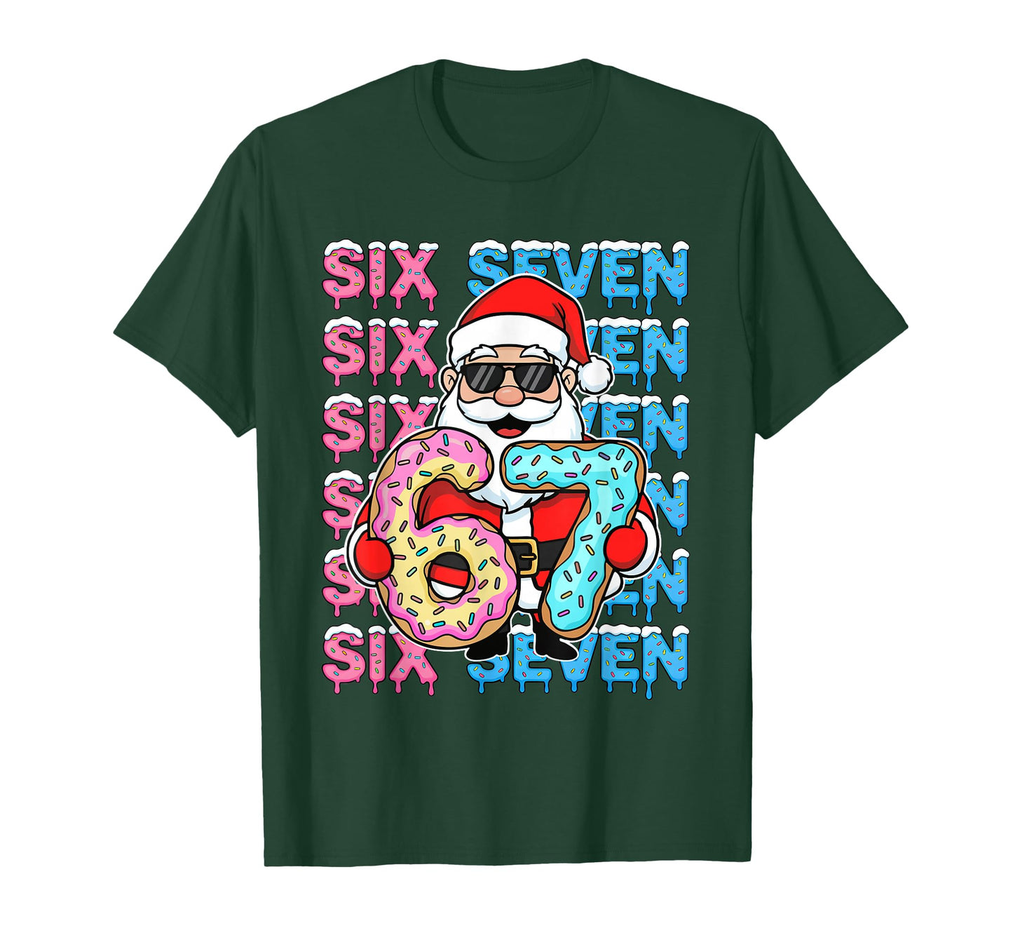 67 Donut Christmas Funny Six Seven Meme Santa Kids Boys T-Shirt