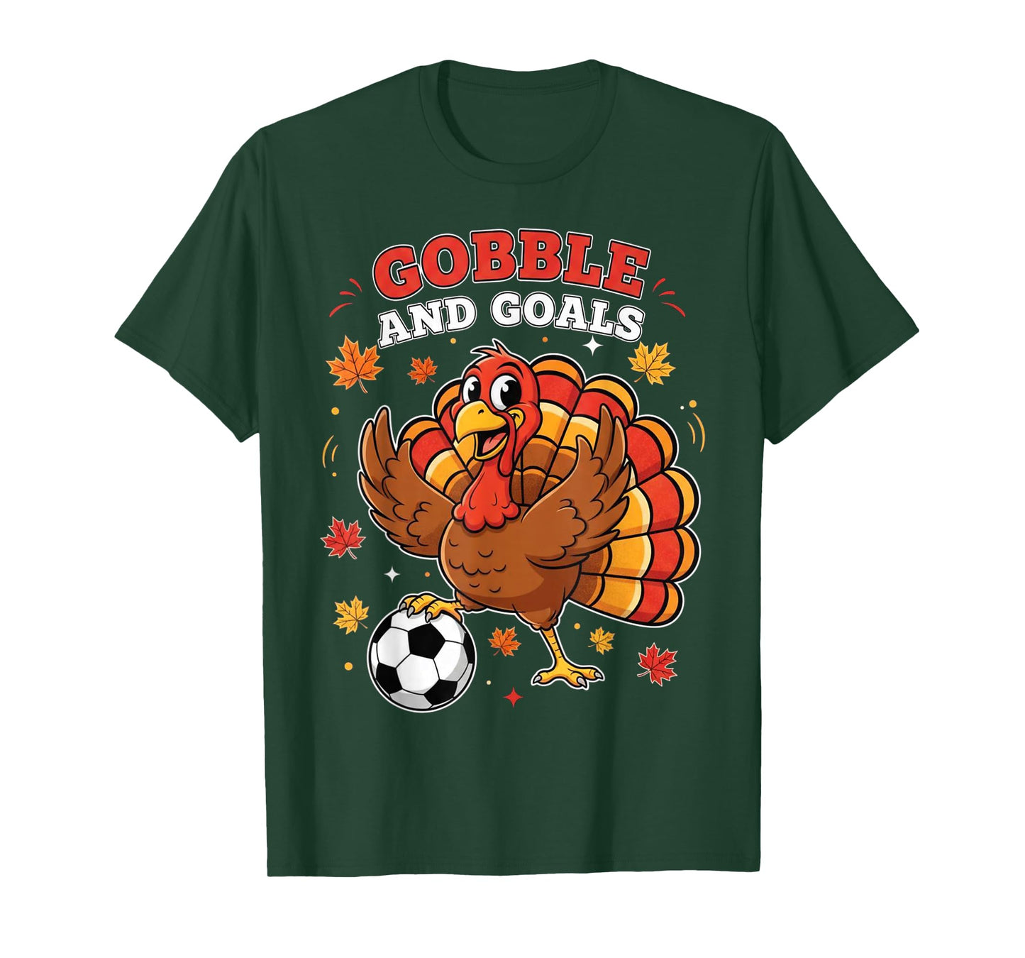 Kid Fall Boy Thanksgiving Soccer Turkey Men Gobble and Goals T-Shirt