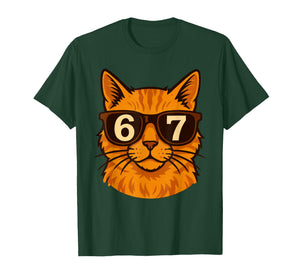 Funny Orange Cat Sunglasses 67 Six Seven Meme T-Shirt