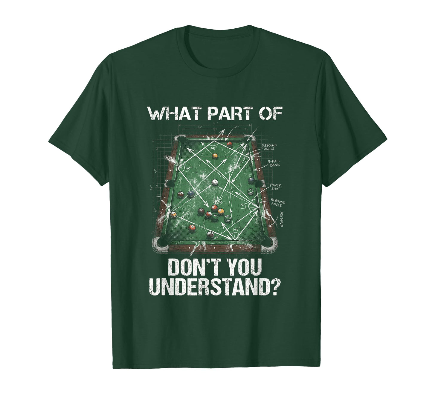 Pool Table Cue Sports Humor Funny Billiards Blueprint T-Shirt