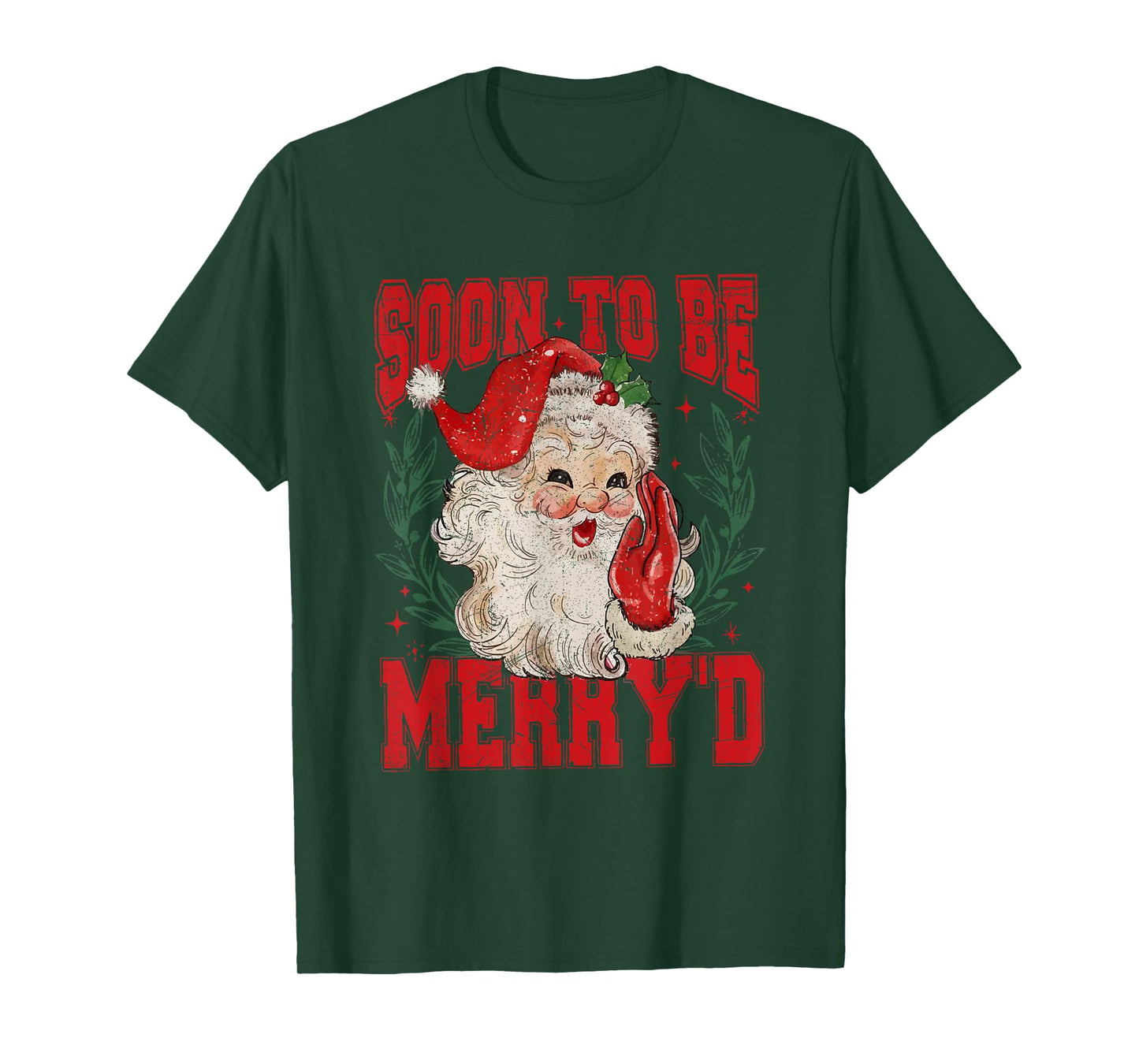 Vintage Santa Couple Christmas Soon to Be Merry’d Cute Xmas T-Shirt