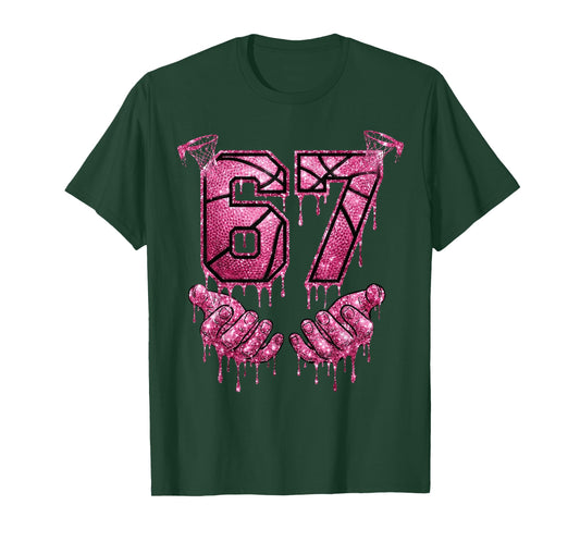 67 Basketball Dripping Six Seven Meme Pink Drip 6-7 T-Shirt