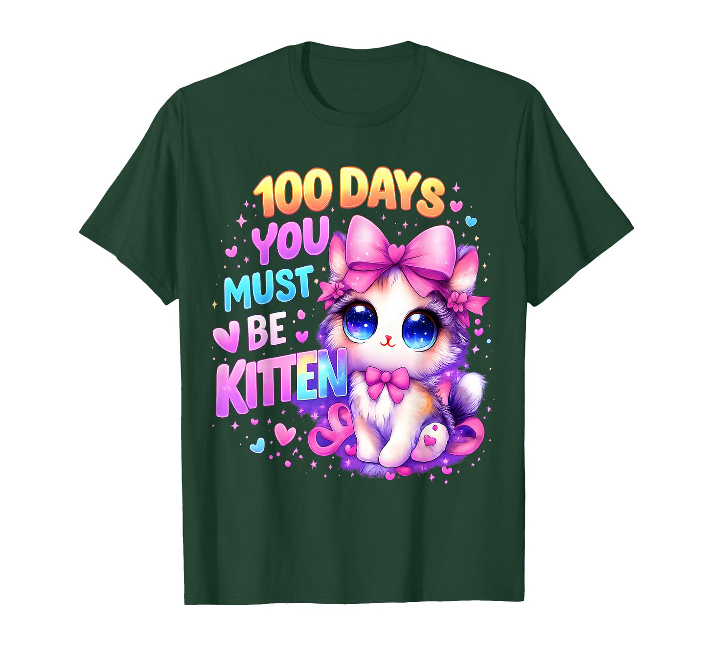 100 Days of School Girls Hearts You Must Be Kitten Cat Youth T-Shirt