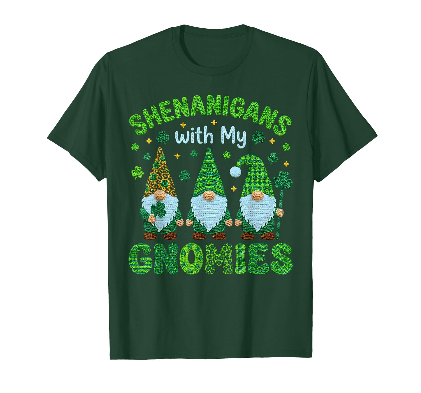 Crochet Girls St Patricks Day Shenanigans with My Gnomies T-Shirt