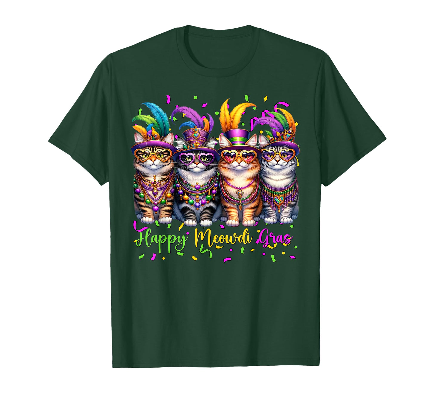 Mardi Gras Carnival Cat Mask Happy Meowdi Gras Cat Lover T-Shirt
