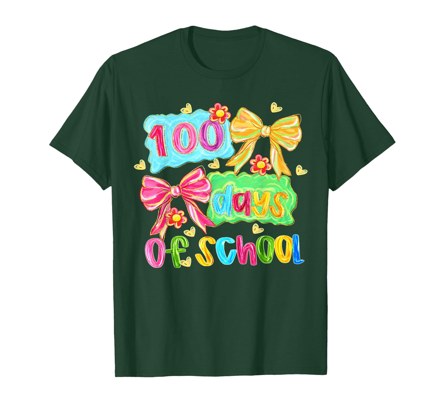 100 Days of School Coquette Bow Heart Girl Women Kid T-Shirt