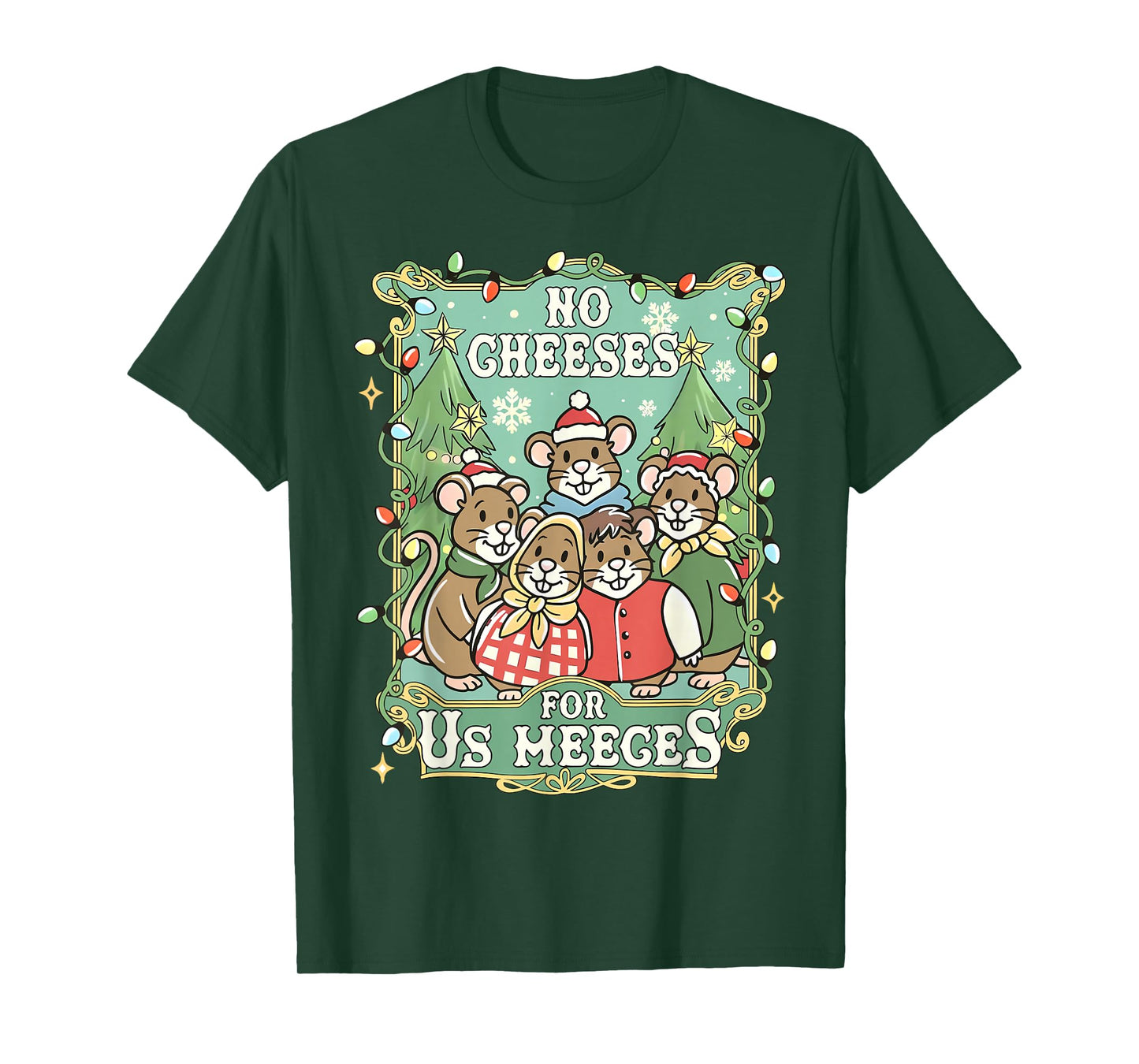 No Cheeses for Us Meeces Funny Mouse Vintage Christmas T-Shirt