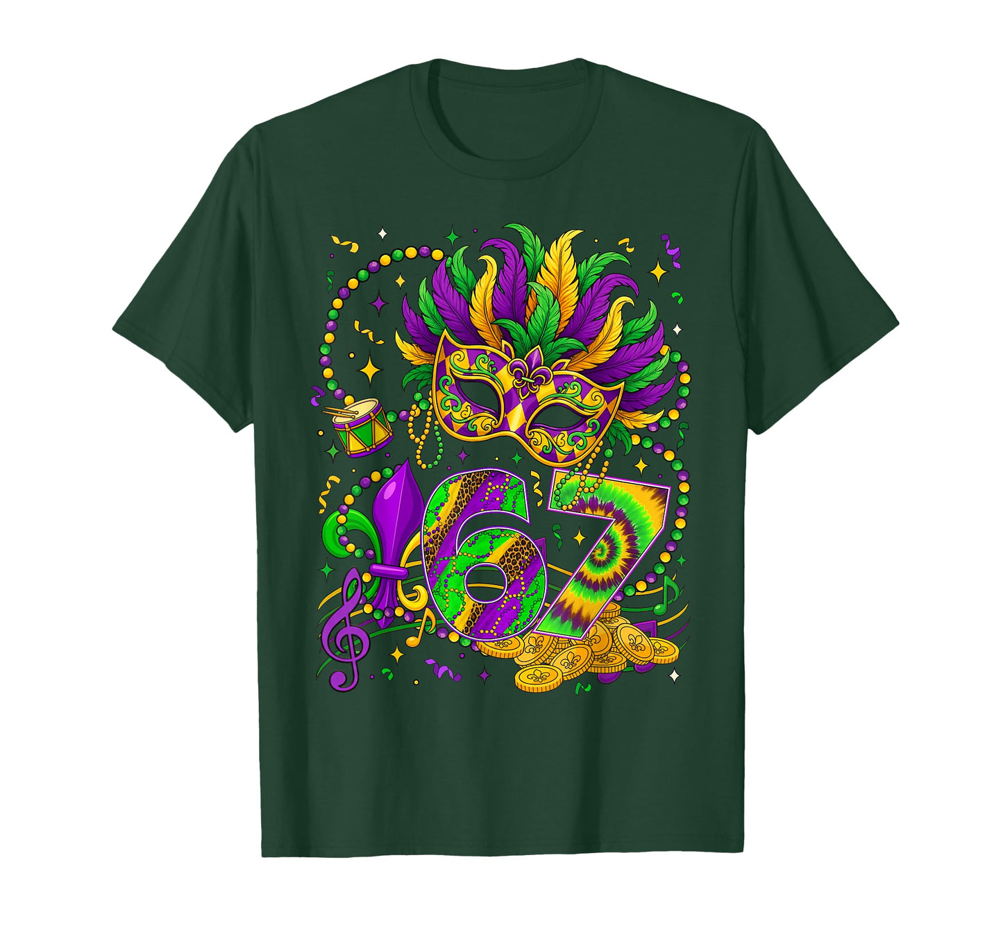 67 Mardi Gras 2026 Mask Fleur De Lis Fat Tuesday Men Women T-Shirt