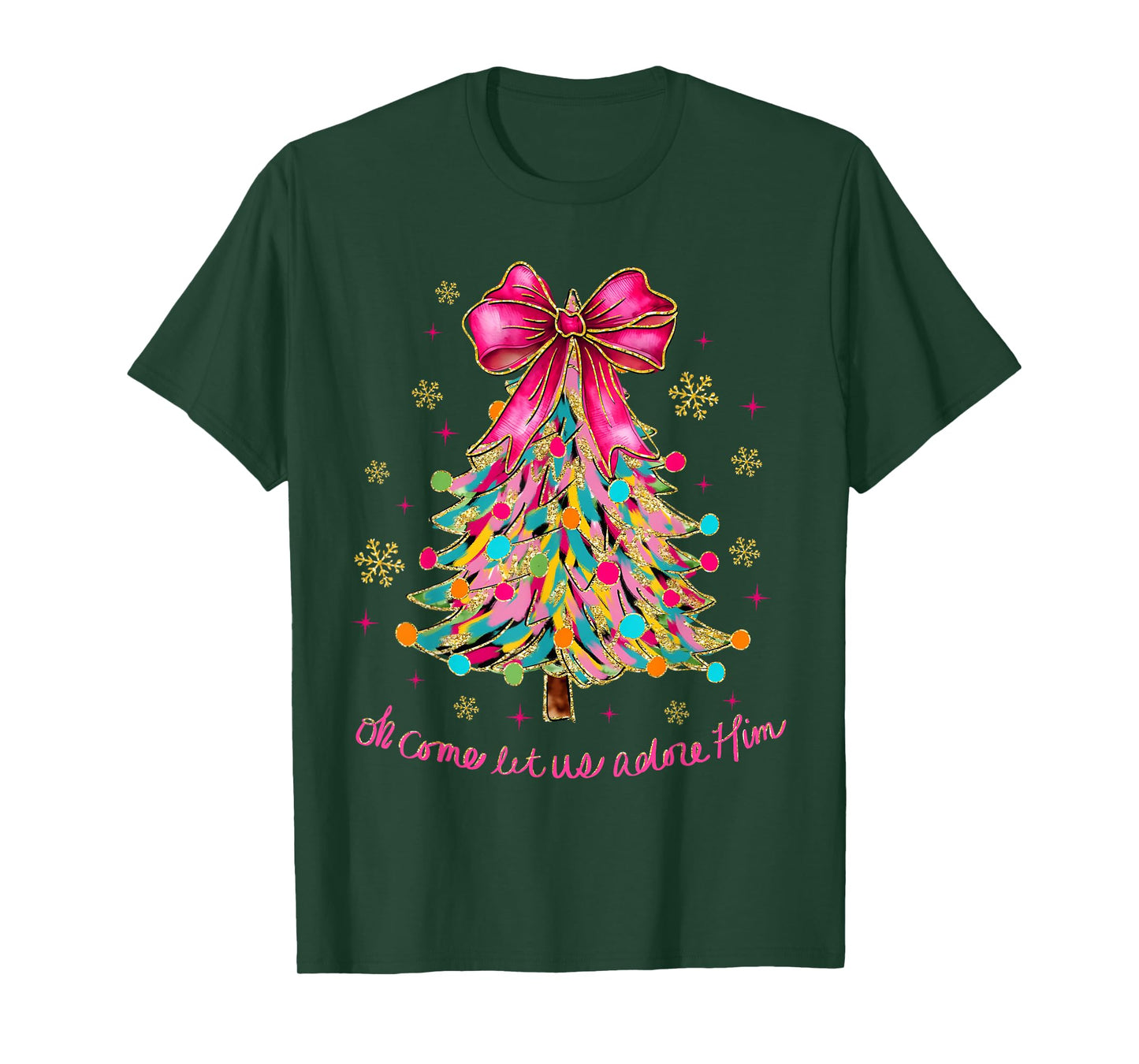 Oh Come Let Us Adore Him Jesus Christian Holiday Christmas T-Shirt