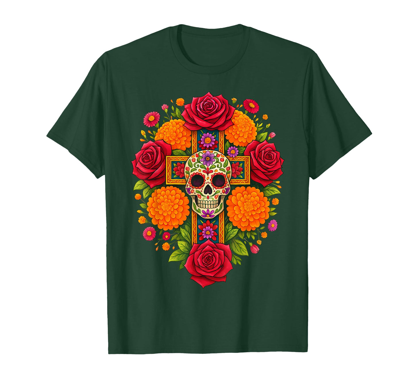 De Los Muertos Day of The Dead Sugar Skull Christian Women T-Shirt