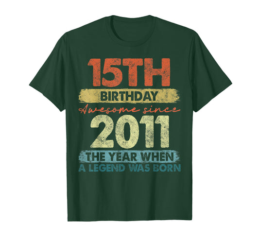 15 Year Old Gifts Vintage 2011 Limited Edition 15th Birthday T-Shirt