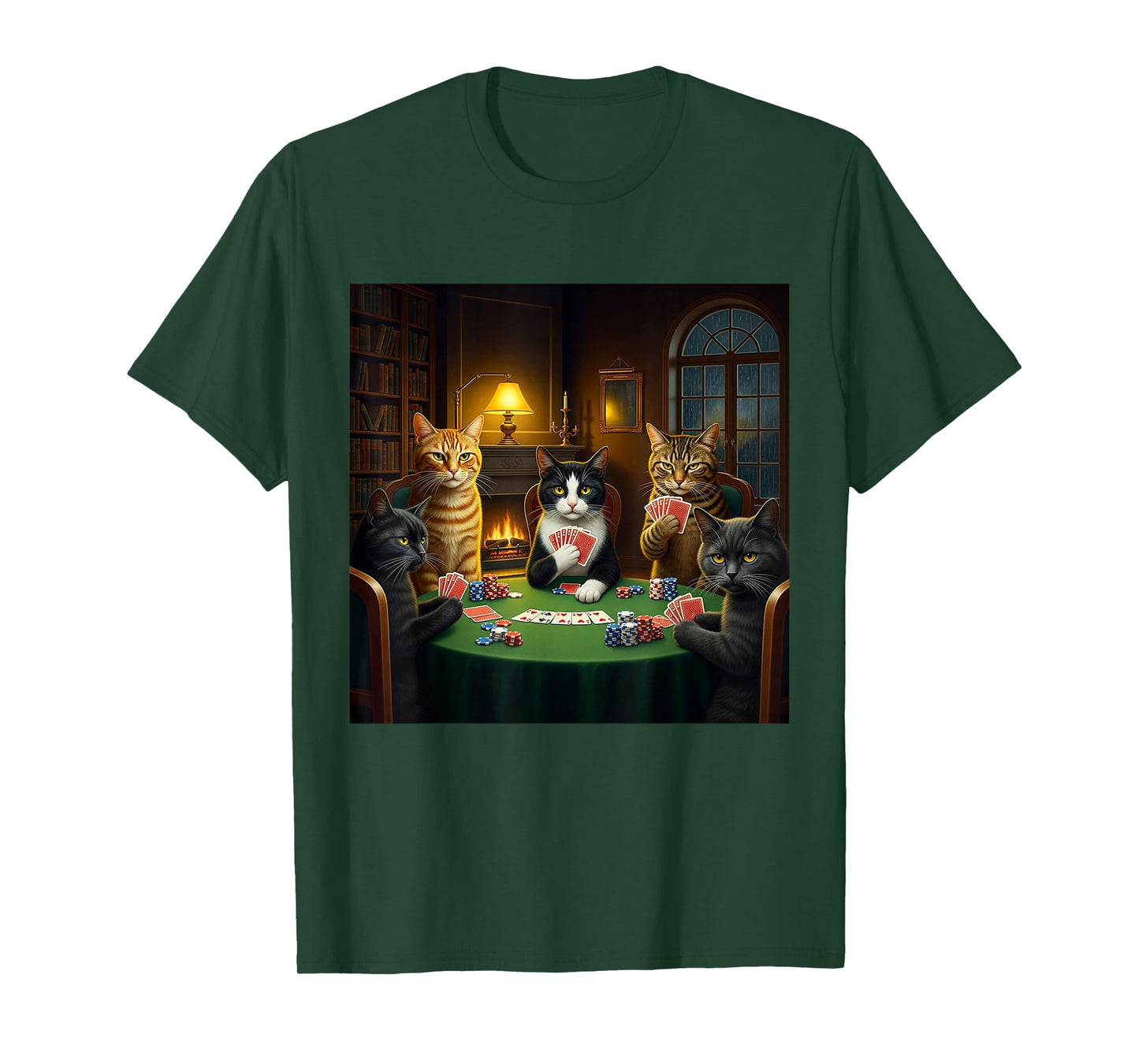 Vintage Cats Playing Poker Funny Cats Meme Graphic T-Shirt