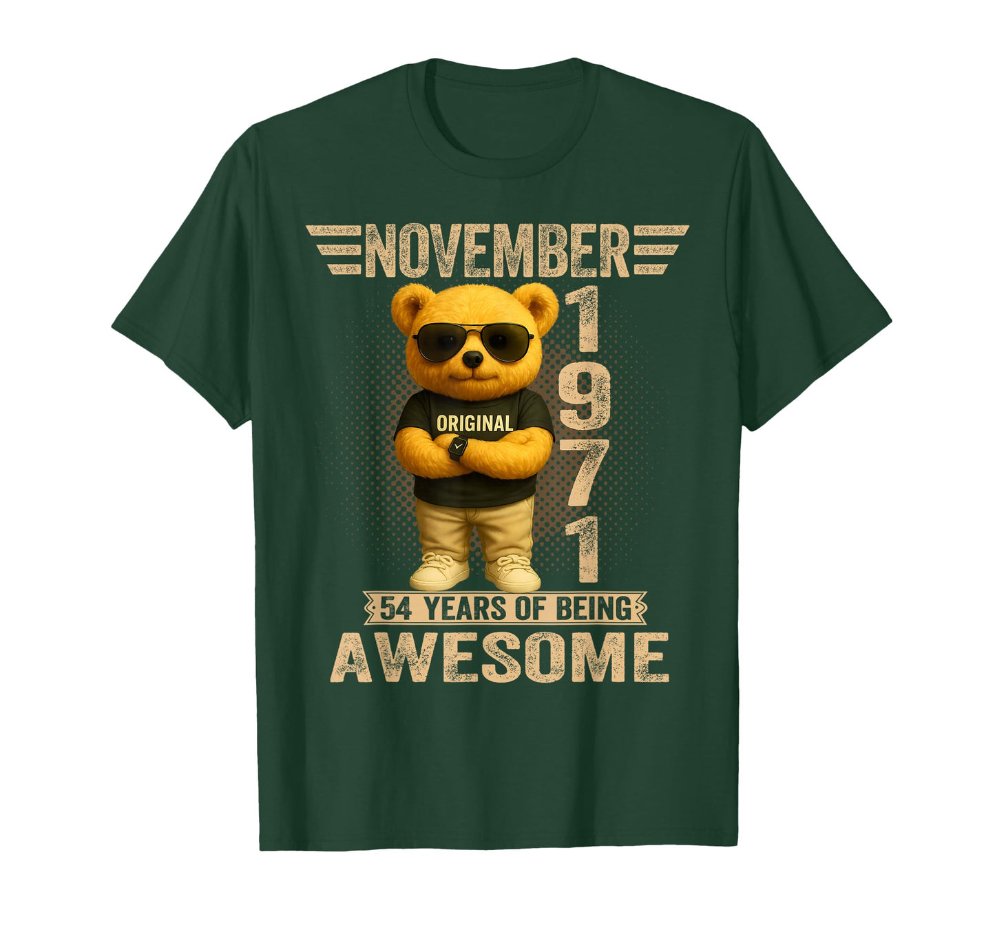 54 Year Old November 1971 Teddy Bear 54th Birthday Men Women T-Shirt