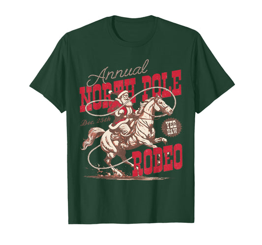 Annual North Pole Rodeo Cowboy Santa Howdy Christmas T-Shirt