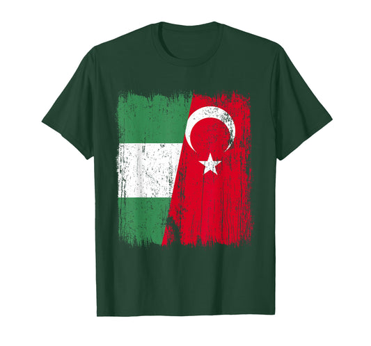 Nigeria Turkey Half Flag Turkiye Nigerian Turkish Heritage T-Shirt