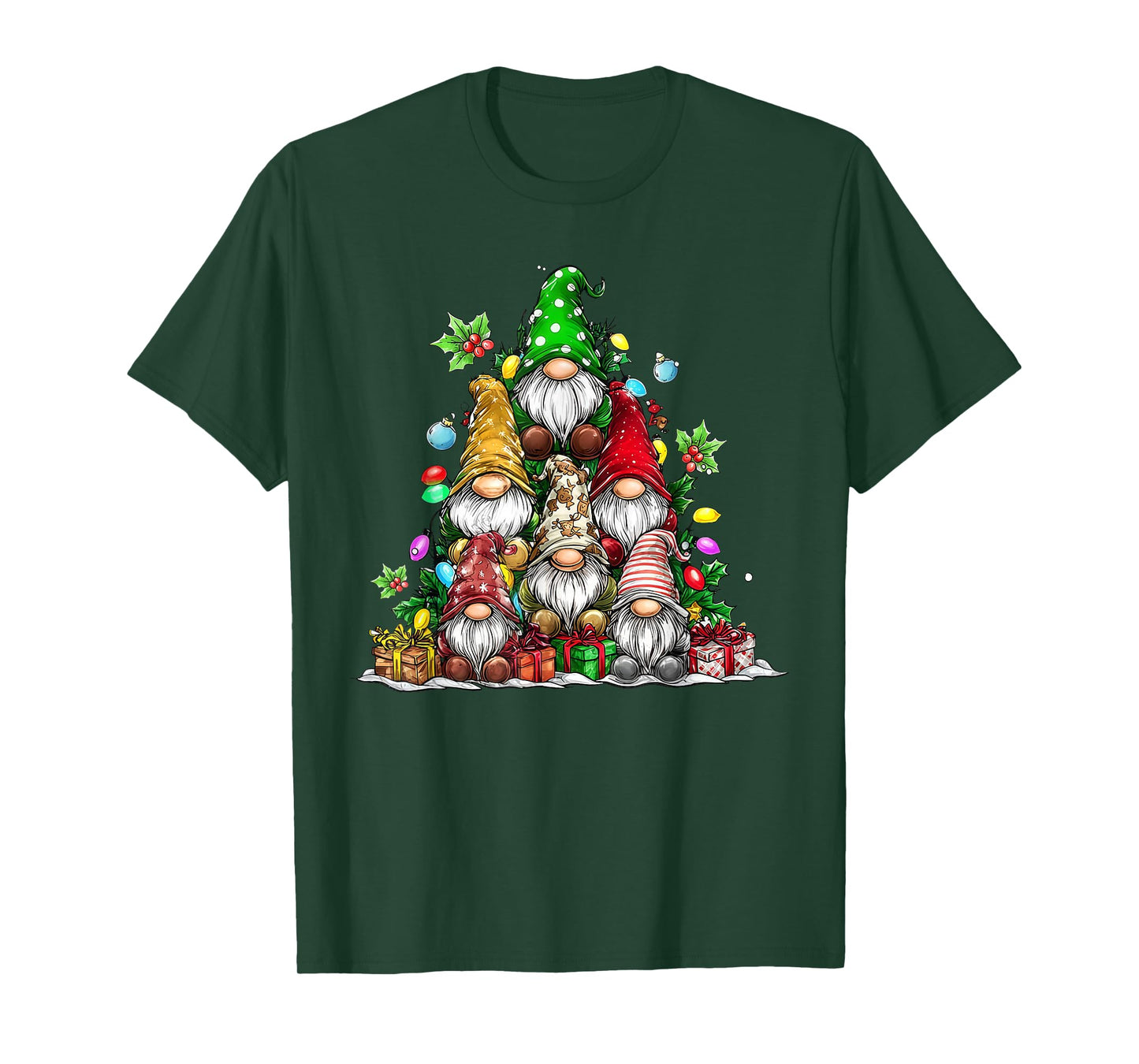 Cute Gnomes Christmas Tree Lights Gnomies Gnome Xmas Holiday T-Shirt
