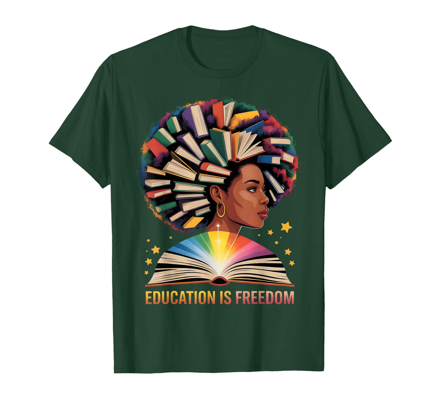 Education is Freedom Afro Women Book Illustration Teacher T-Shirt
