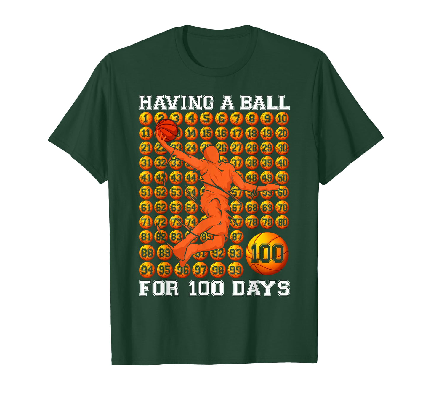 100 Days of School Having A Ball for 100th Basketball T-Shirt