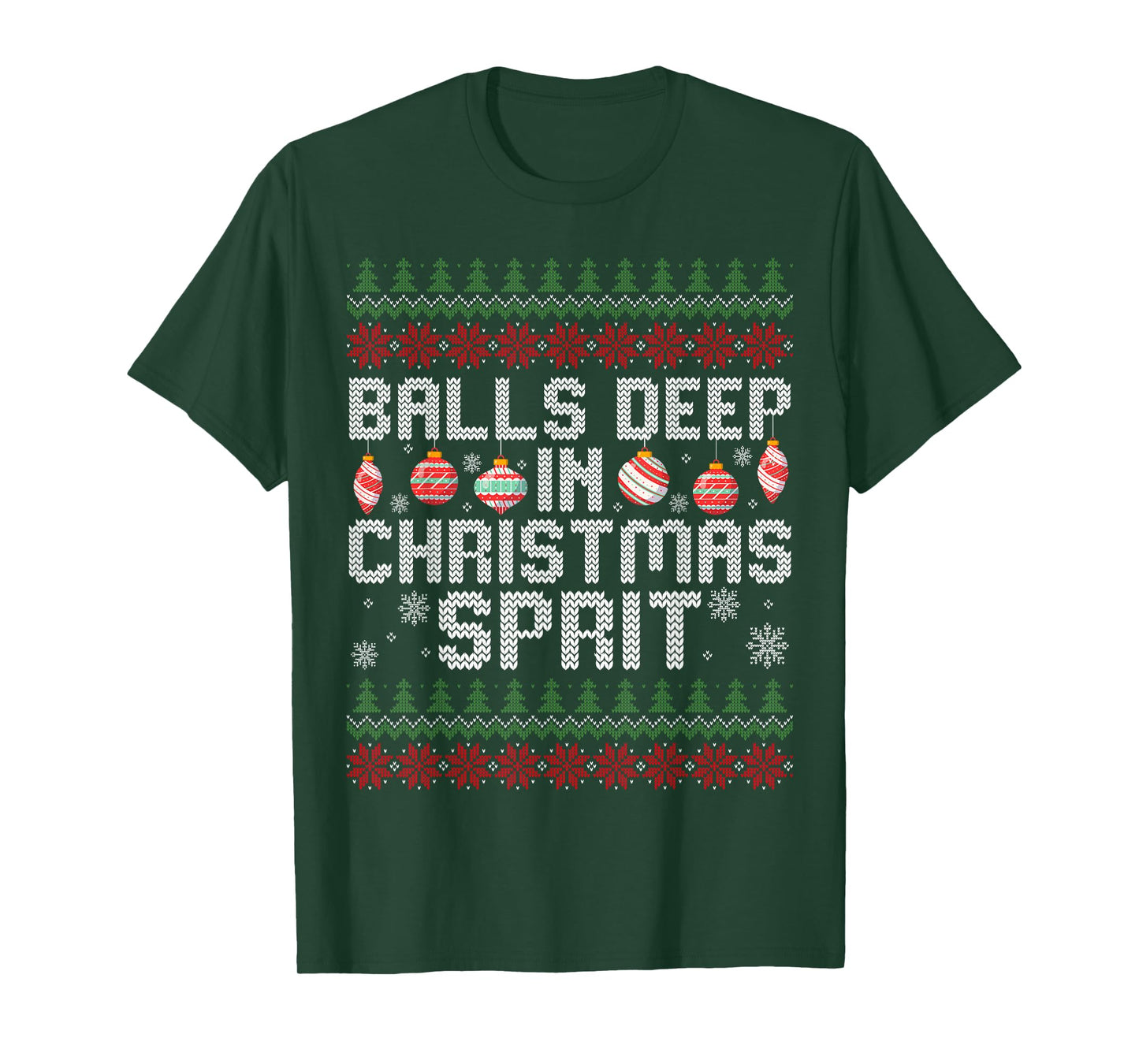 Balls Deep in The Christmas Spirit Matching Couples Ugly T-Shirt