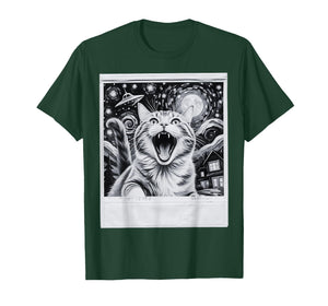 Starry Night Vintage Cat Polaroid Selfie UFO T-Shirt