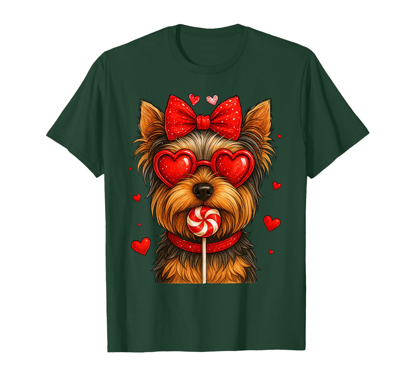 Cute Yorkshire Terrier Yorkie Valentine Heart Candy Kid Girl T-Shirt