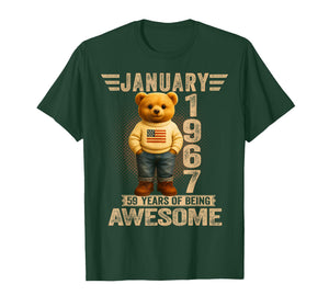 59 Year Old January 1967 Teddy Bear 59th Birthday Men Women T-Shirt