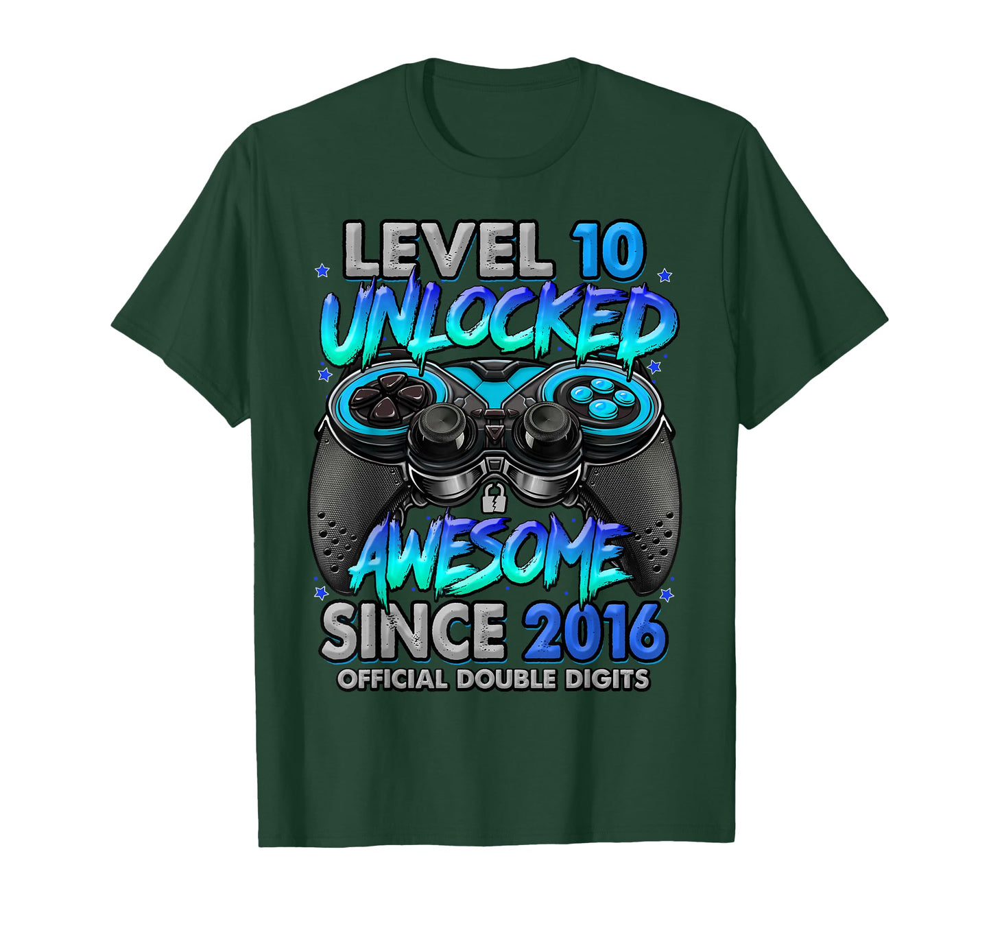 Level 10 Unlocked Awesome Since 2016 10th Birthday Gaming T-Shirt
