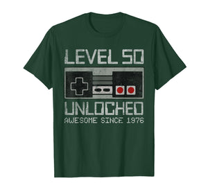 Level 50 Unlocked 50th Birthday 50 Year Old Video Gamer Men T-Shirt
