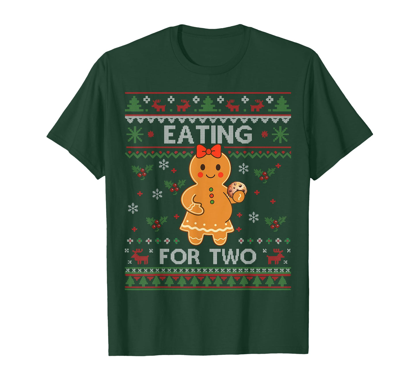 Eating for Two Pregnancy Announcement Ugly Sweater Xmas T-Shirt