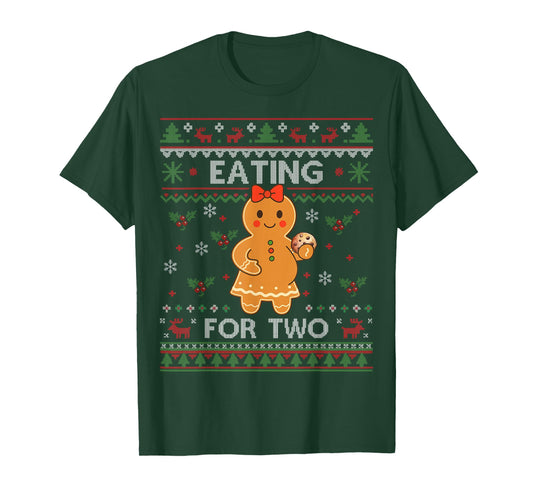 Eating for Two Pregnancy Announcement Ugly Sweater Xmas T-Shirt