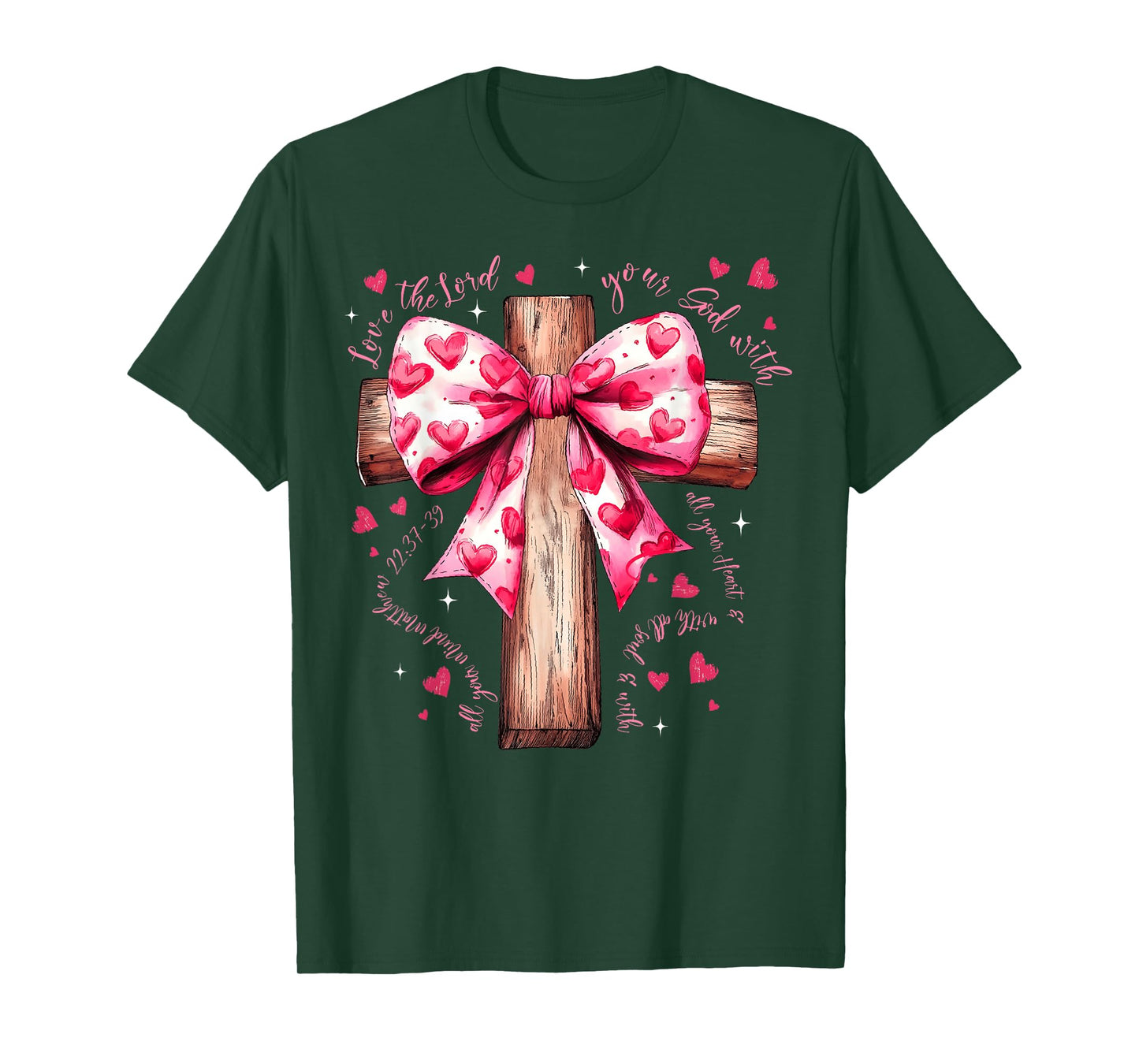 Valentine Jesus Coquette Bow Bible Verse Christian Women T-Shirt