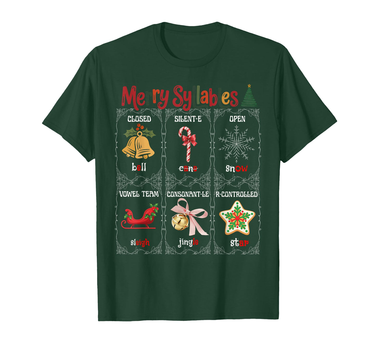 Merry Syllables Teacher Funny Christmas Educational Kids T-Shirt