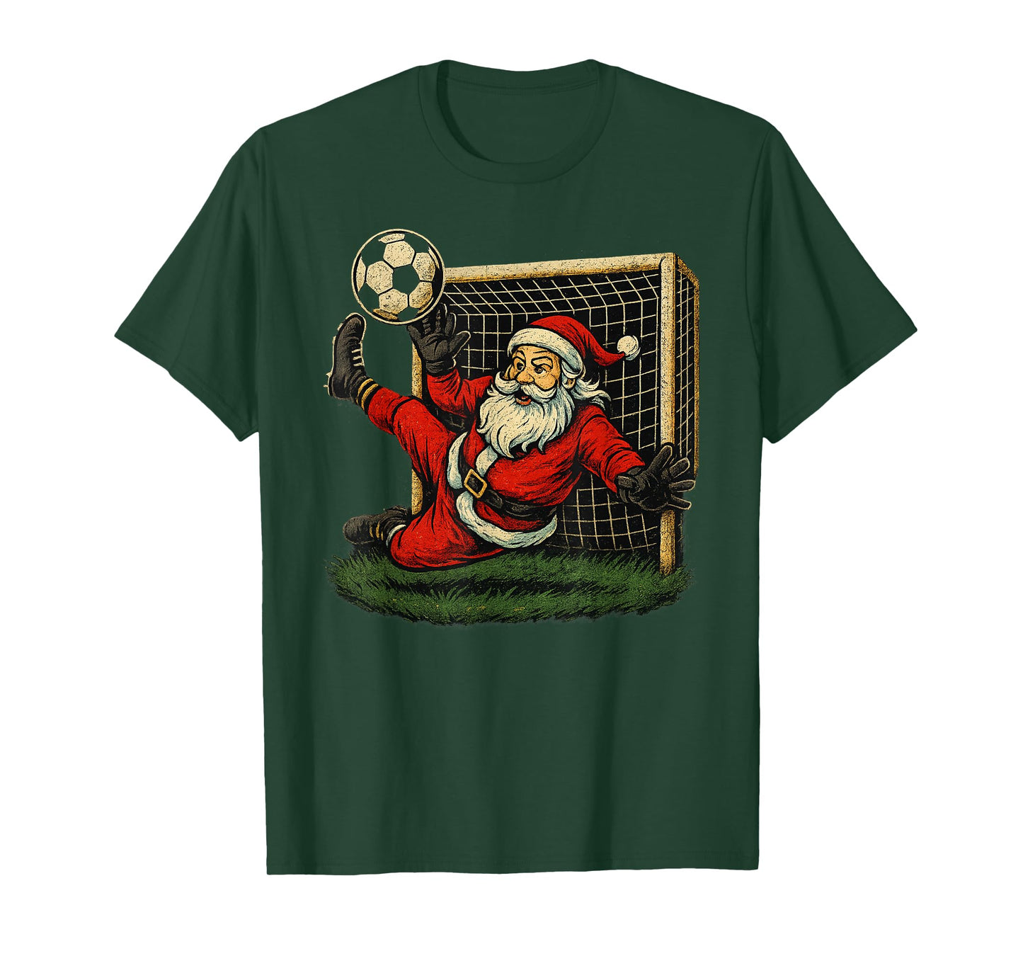 Soccer Goalie Santa Claus Christmas Sports Boys Youth T-Shirt