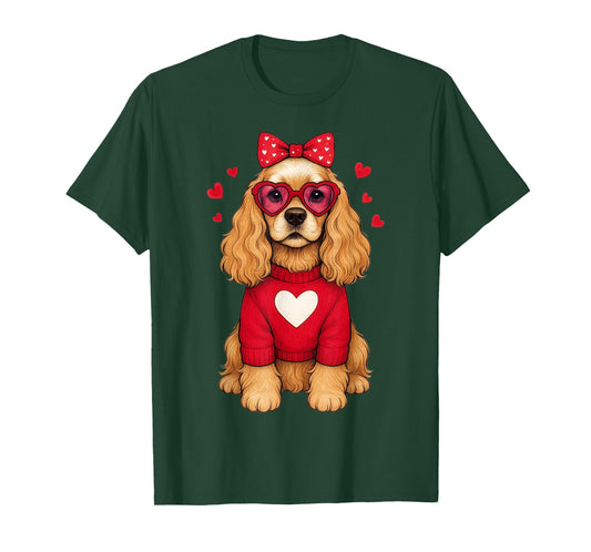 American Cocker Spaniel Dog Valentines Day Heart Dog Sweater T-Shirt