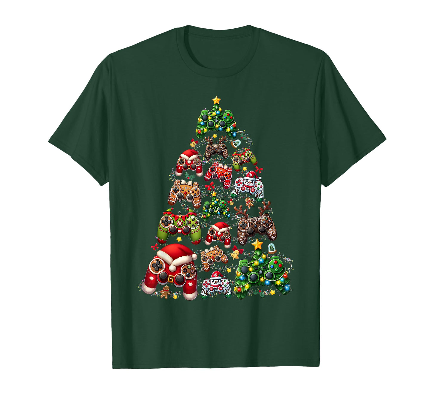 Funny Retro Christmas Gaming Controller Xmas Tree Gamer T-Shirt