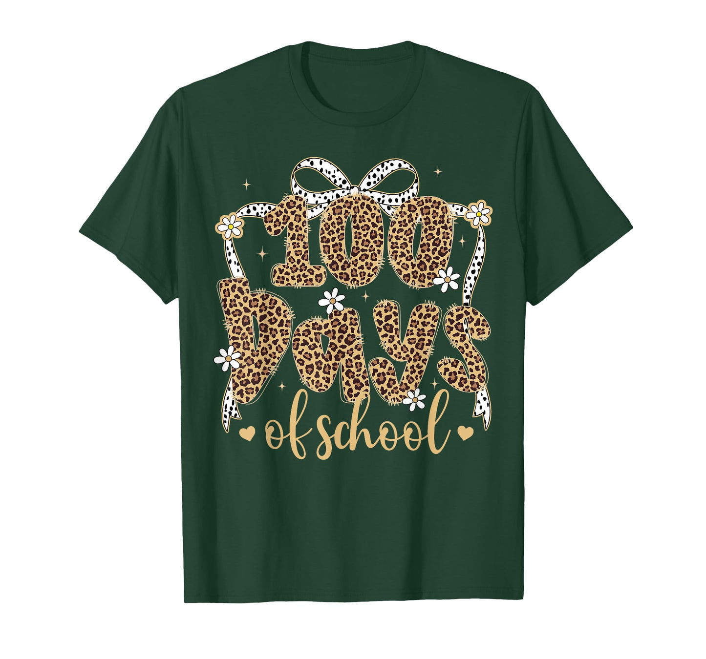 100 Days of School Leopard Kids Teachers Girl Women T-Shirt