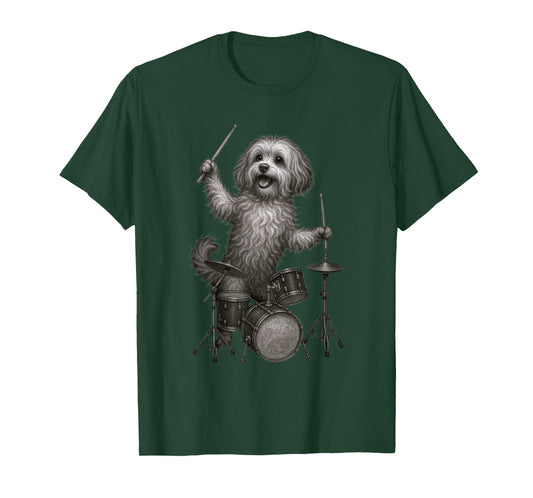 Havanese Dog Playing Drums Funny Drummer Dogs Lover T-Shirt