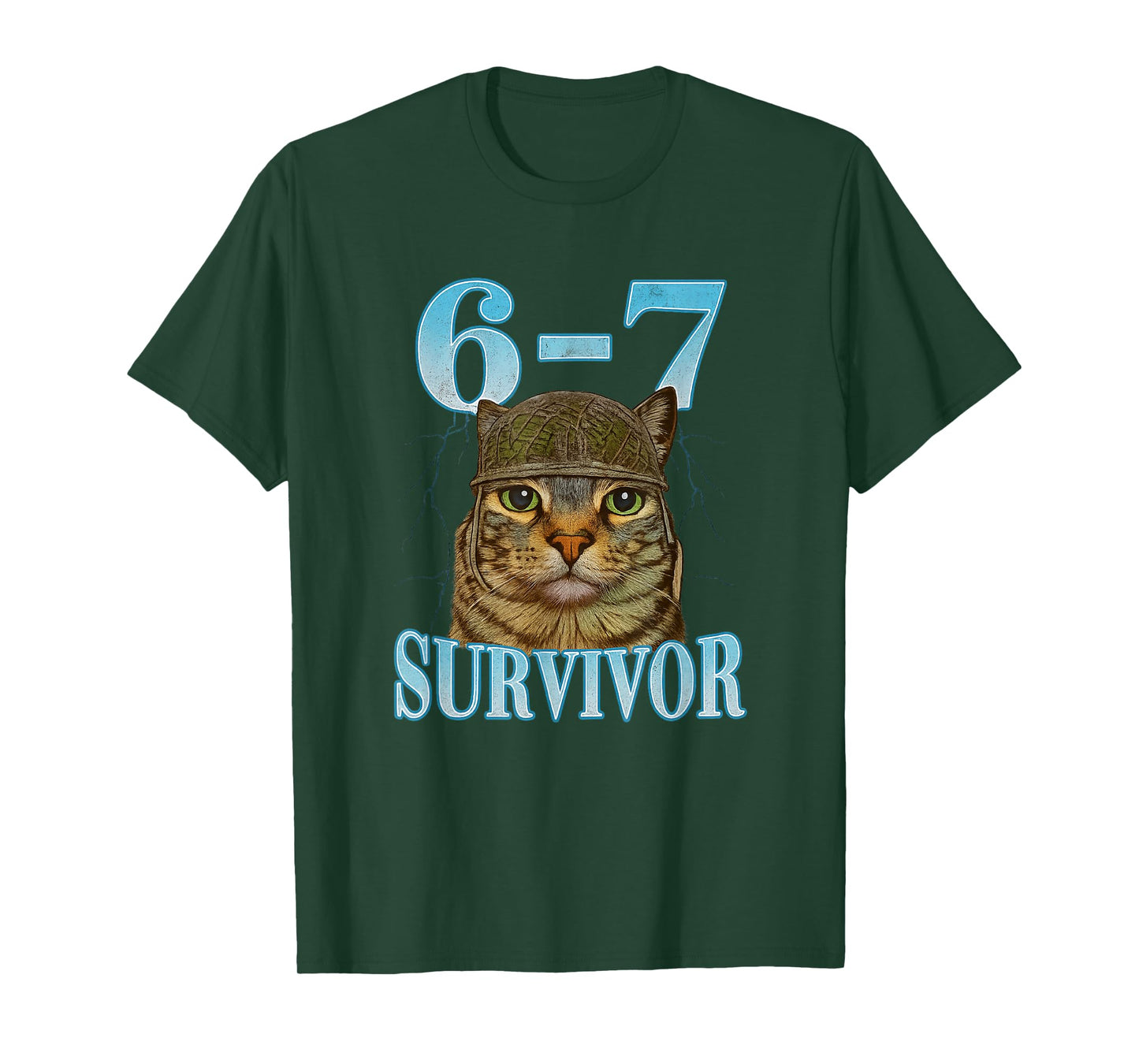 Funny Saying 67 Cats Tummy Ache Survivor Cat Meme six Seven T-Shirt