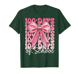 100th Day of School 100 Days Coquette Bow Girl Women T-Shirt
