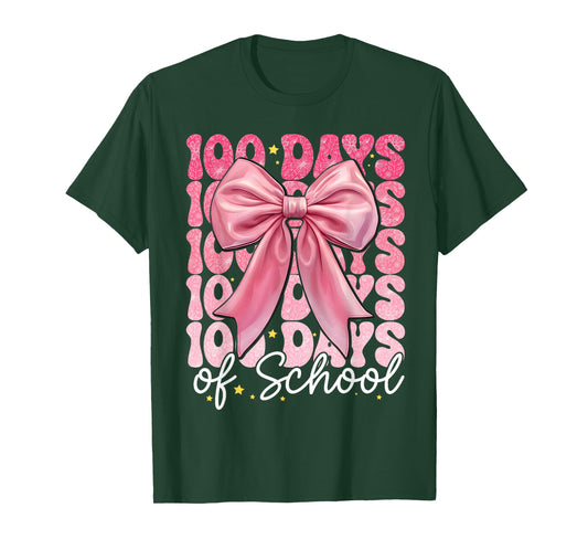 100th Day of School 100 Days Coquette Bow Girl Women T-Shirt