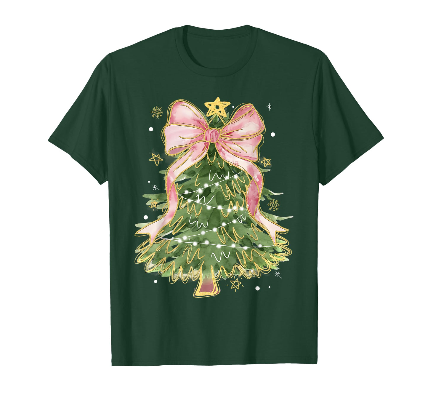 Coquette Bow Christmas Tree Xmas Holiday Girly Outfit Women T-Shirt