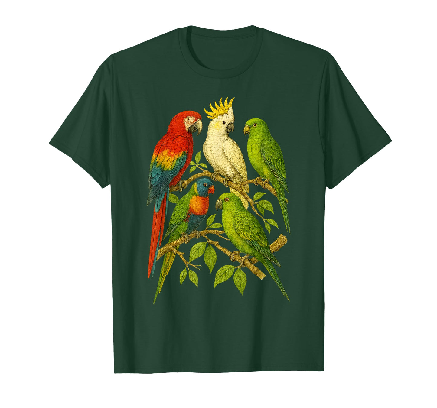 Vintage Tropical Parrots Exotic Birds Nature T-Shirt